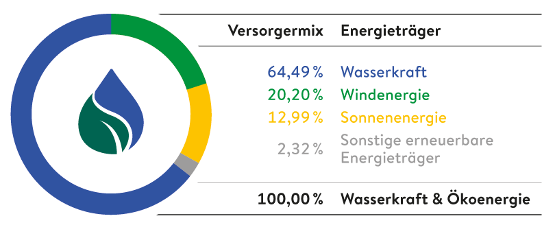 Stromkennzeichung für die Herkunft des Stroms als Kreisdiagramm