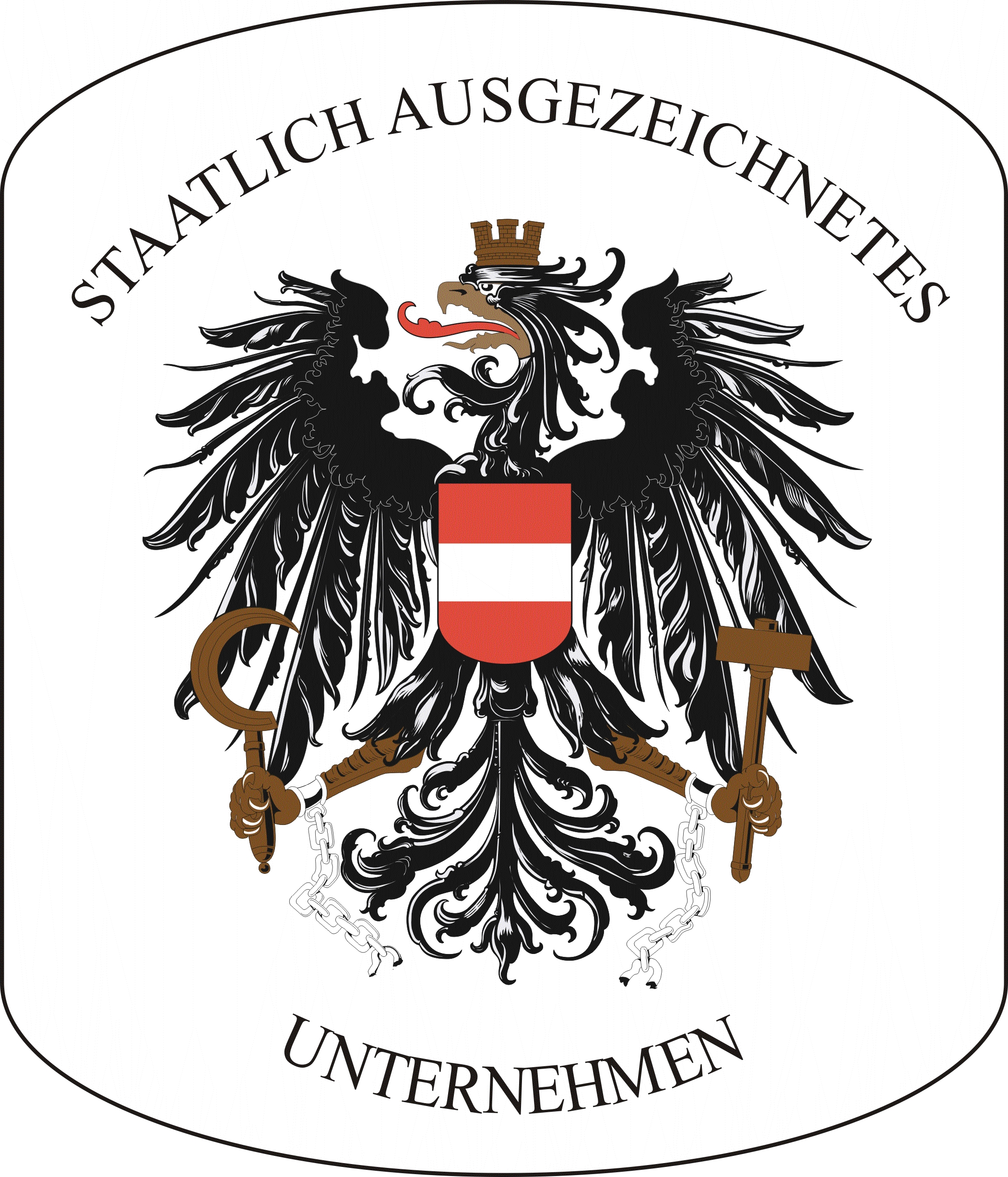 Siegel mit österreichischen Wappen als ausgezeichnetes Unternehmen